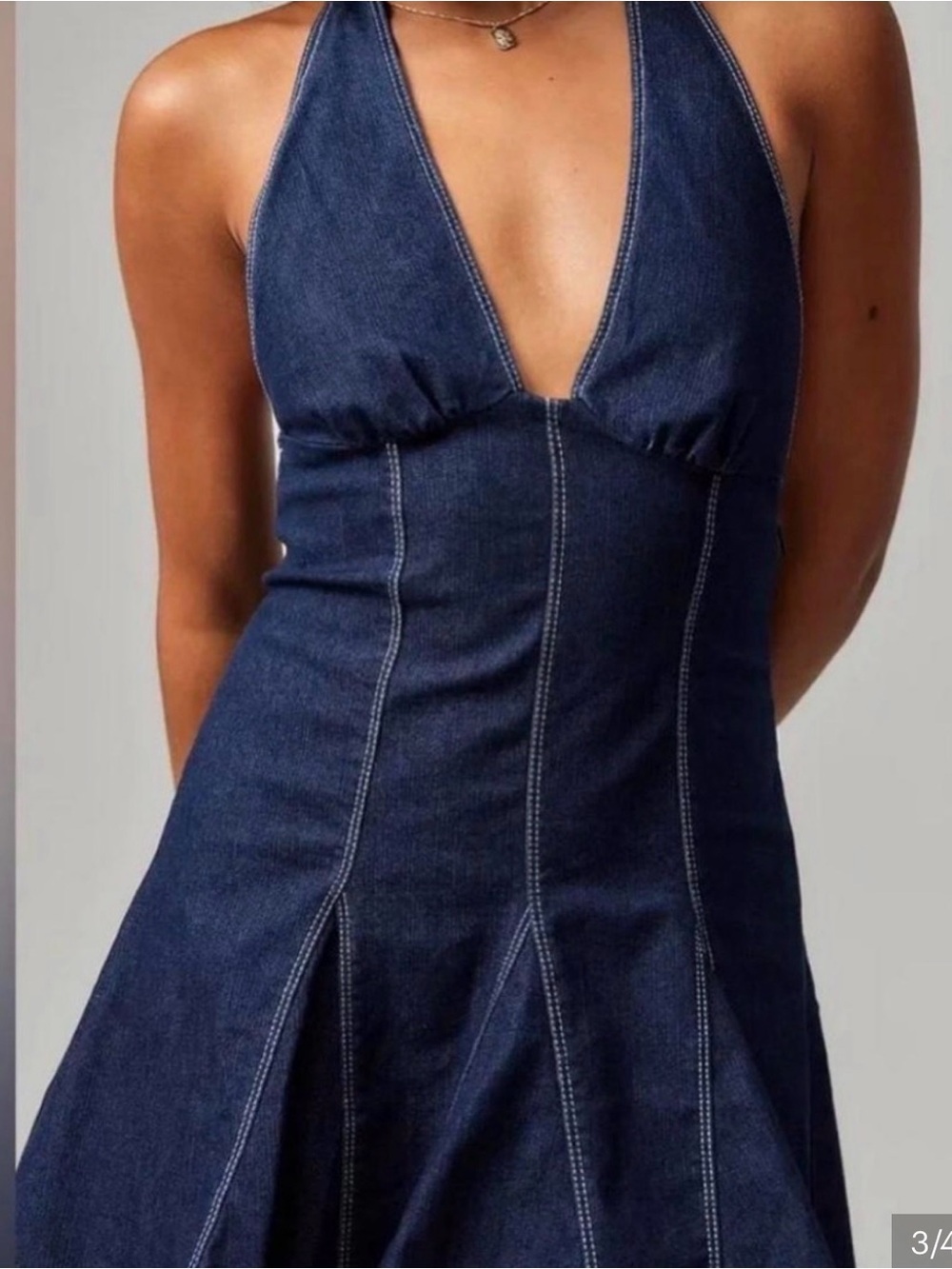 Kimchi Blue Hailey Halter Denim mini dress. - Picture 7 of 8